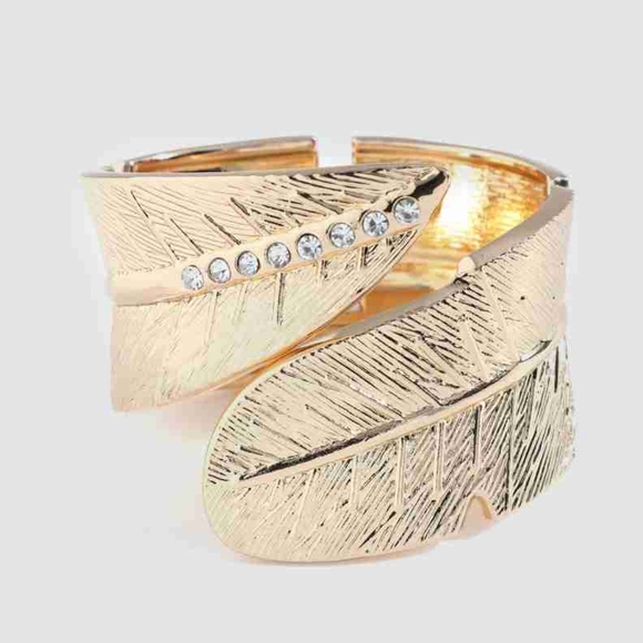 Golden Leaf Cuff Bangle - Picture 4 of 10